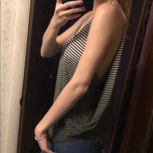 Green Striped Tank with opening